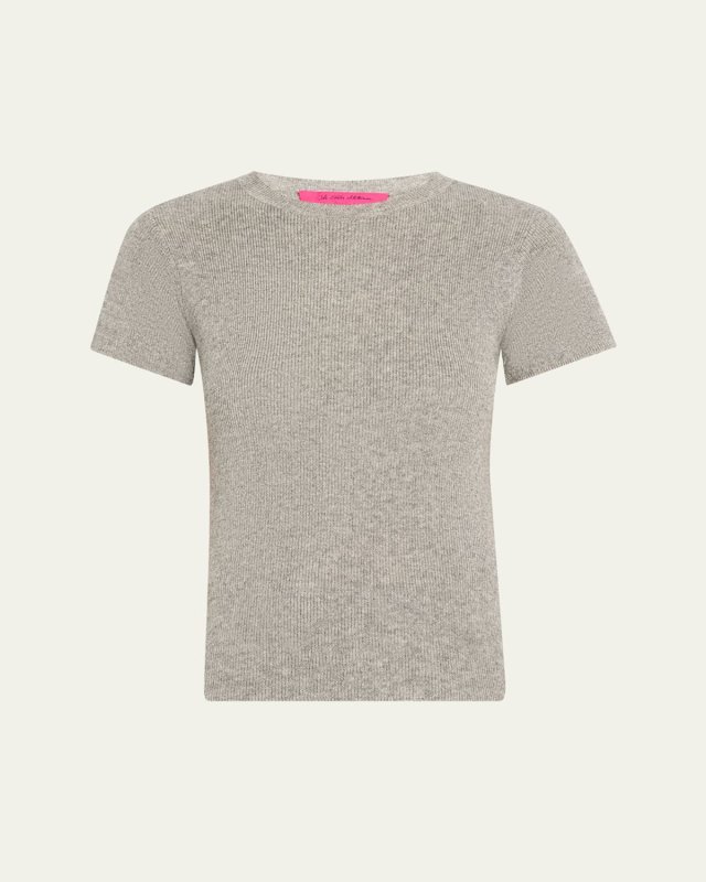 Fitted Micro Ribbed Cashmere Silk Tee
